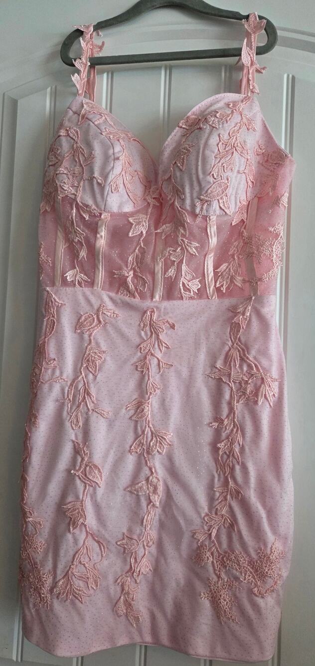 Fleur du Mal Pink Sequin Floral Corset Mini Dress NWT Size Small/4